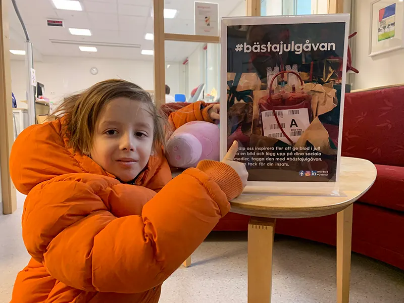 Viktor at the blood centre in Falun