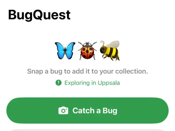 Snap a bug to add it to your collection
