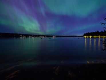 Northern Lights over Kyrkgrundet, Leksand copyright Viktorious.se